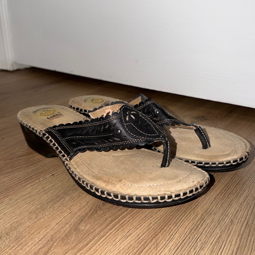 Earth Spirit Black Leather Sandals Sandals 9 Boho Rustic Hippie Women